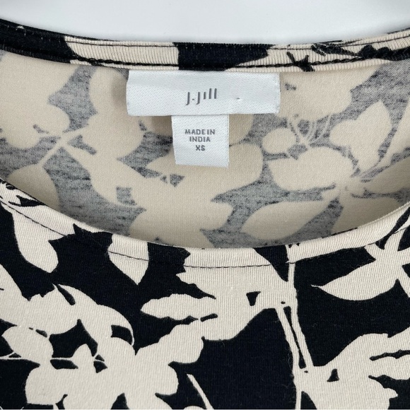 J. Jill Dark Brown Ivory Floral Pima Cotton Blend Pockets Button Detail Dress - Picture 3 of 15